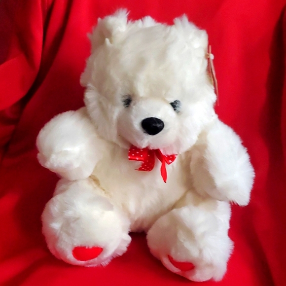 VINTAGE LUCKY VALENTINES PLUSH BEAR - Picture 1 of 4